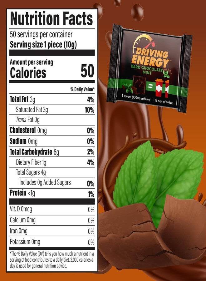 ZenEvo Driving Energy - Caffeinated Energy Bite Size - Dark Chocolate Mint Energy Fuel with 150mg Caffeine - Long-Lasting Energy for Gym, Workout, Adults - Great Taste - Low Carb - Healthy Snack - 30 Count - Image 5